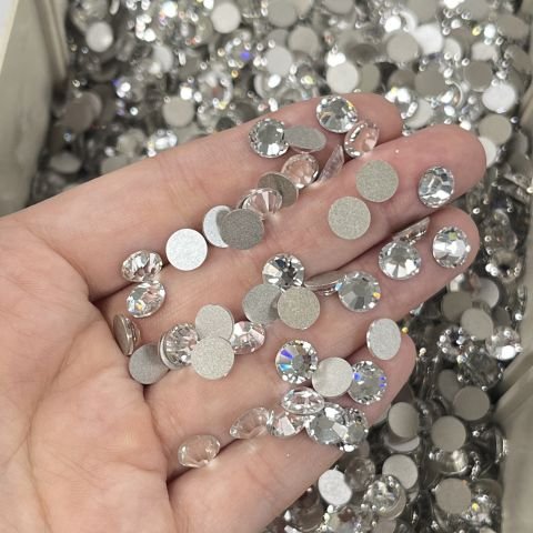 Celestial Altı Düz SS34 Crystal - Beyaz Altı Düz 7mm Kristal Cam Taş - Gelinlik Taşı