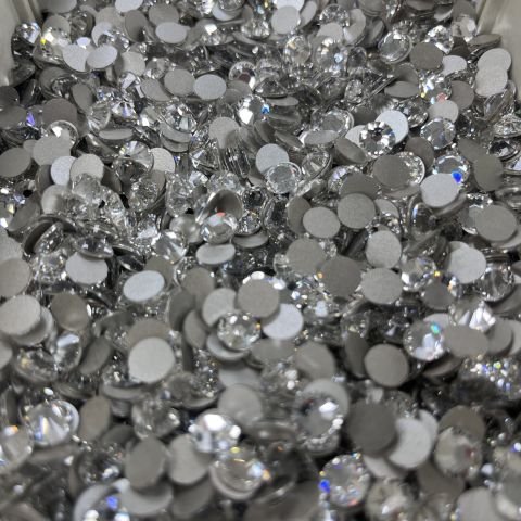 Celestial Altı Düz SS34 Crystal - Beyaz Altı Düz 7mm Kristal Cam Taş - Gelinlik Taşı