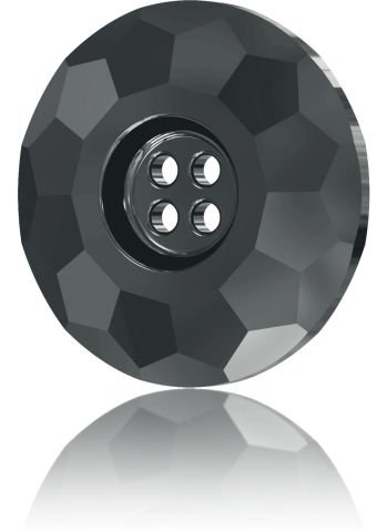 3008 18mm Jet Hematite (280HEM) - Yuvarlak Metalik Siyah Renkli Ortadan Dikilebilir Düğme