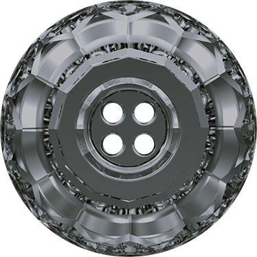 Swarovski 3008 Düğme 18mm Crystal Silver Night (001 SINI) - Yuvarlak Parlak Füme Renkli Ortadan Dikilebilir Düğme