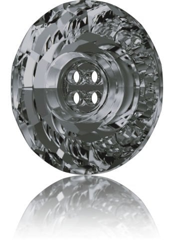 Swarovski 3008 Düğme 18mm Crystal Silver Night (001 SINI) - Yuvarlak Parlak Füme Renkli Ortadan Dikilebilir Düğme