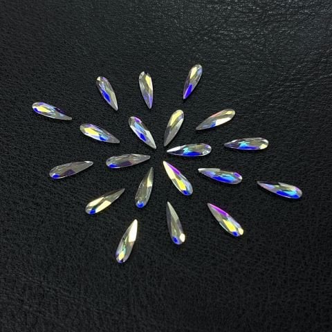 2304 10x2,8mm Crystal AB (001AB) Foyalı - İnce Damla Şekilli Altı Düz Janjan Kristal Taş