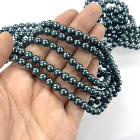 Swarovski 5810 İnci 6mm Crystal Iridescent Tahitian Look Pearl (2004) - Petrol Yeşili Renkte İnci Boncuk