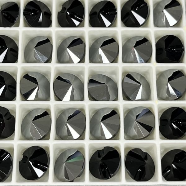 Swarovski 3015 Düğme 3015 14mm Jet Hematite Foyasız - Metalik Siyah Düğme