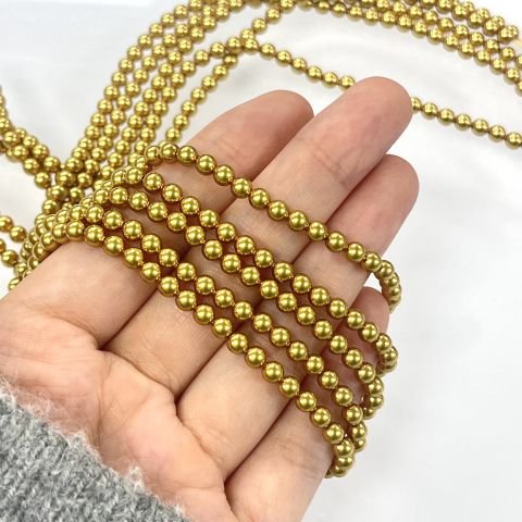 Swarovski 5810 İnci 4mm Crystal Royal Gold Pearl (001 2034) - Doygun Altın Renkte Kristal İnci Boncuk