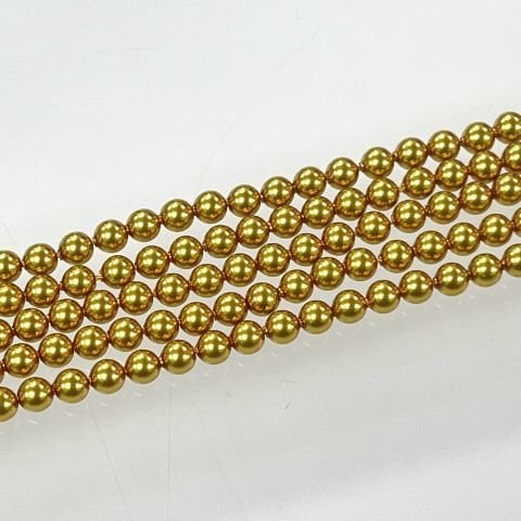 Swarovski 5810 İnci 4mm Crystal Royal Gold Pearl (001 2034) - Doygun Altın Renkte Kristal İnci Boncuk