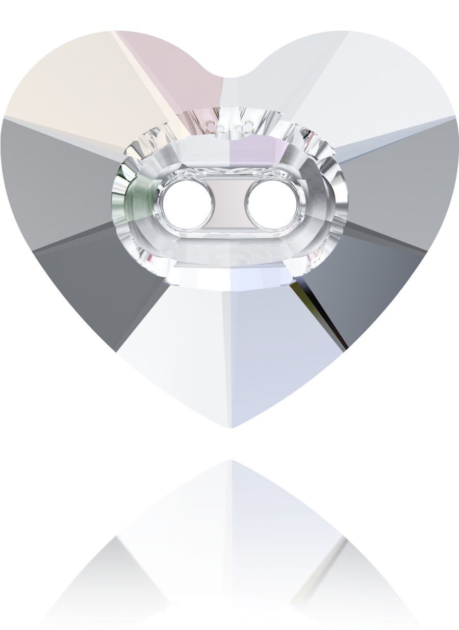 Swarovski 3023 Düğme 14mm Crystal Aurore Boreale (001AB) - Kalp Janjan Efektli Ortadan Dikilebilir Düğme