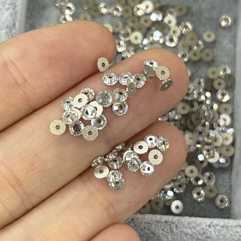 Swarovski 3128 Lochrosen 3mm Crystal Moonlight (001MOL) F - Ortadan Delikli Ayışığı Renkli Dikme Taş