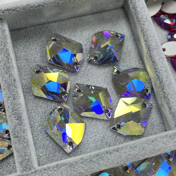 3265 20x16mm Crystal AB (001AB) Foiled Cosmic Pillar Stone Janjan - 12-36-72 Piece Packages