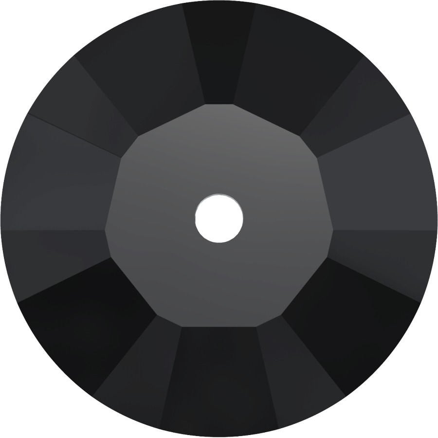 Swarovski 3128 Lochrosen 6mm Jet Hematite (280HEM) U - Metalik Siyah Renkli Ortadan Delikli Dikme Taş