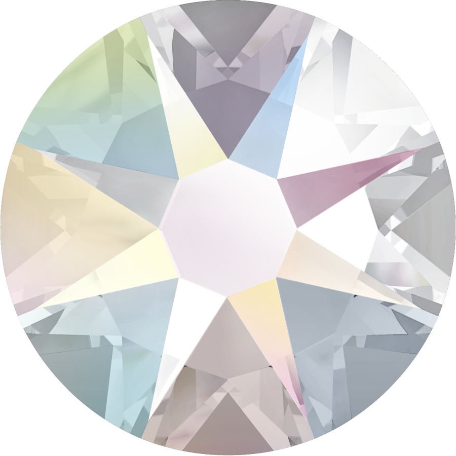 2088 SS34 Crystal AB (001AB) Foiled - Foiled Flat Bottom Stone