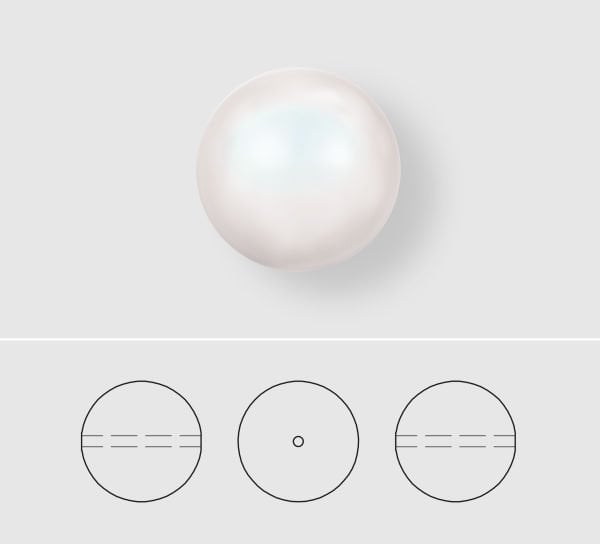 5810 6mm Crystal Pearlescent White Pearl (001 969) - Sedefli Beyaz İnci Boncuk