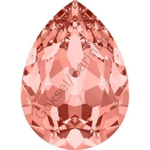 4320 14X10mm Rose Peach (262) Foyalı - Damla Şekilli Mercan Pembe Renk Kristal Taş