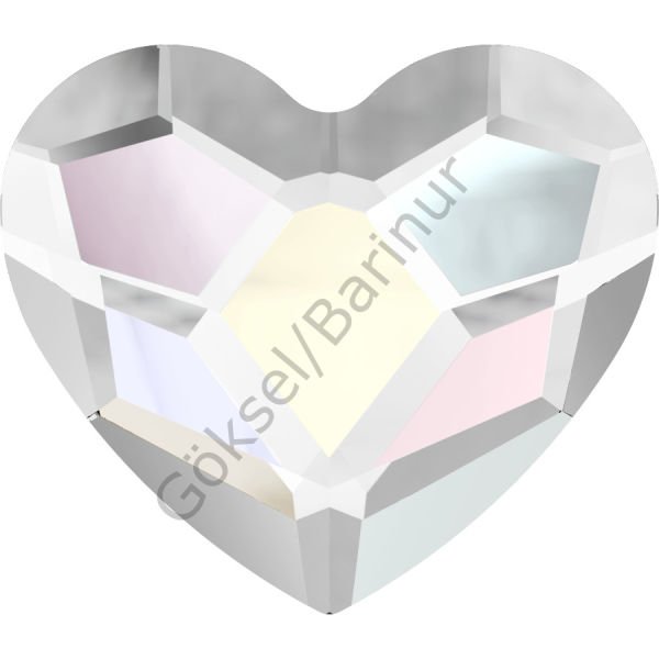 2808 3.6mm Crystal AB (001AB) Foiled - Heart-Shaped Flat Mini Crystal Stone