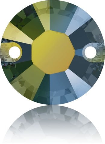 3204 8mm Crystal Iridescent Green (001 IRIG) - Metalik Yeşil Foyalı Yuvarlak Dikme Taş