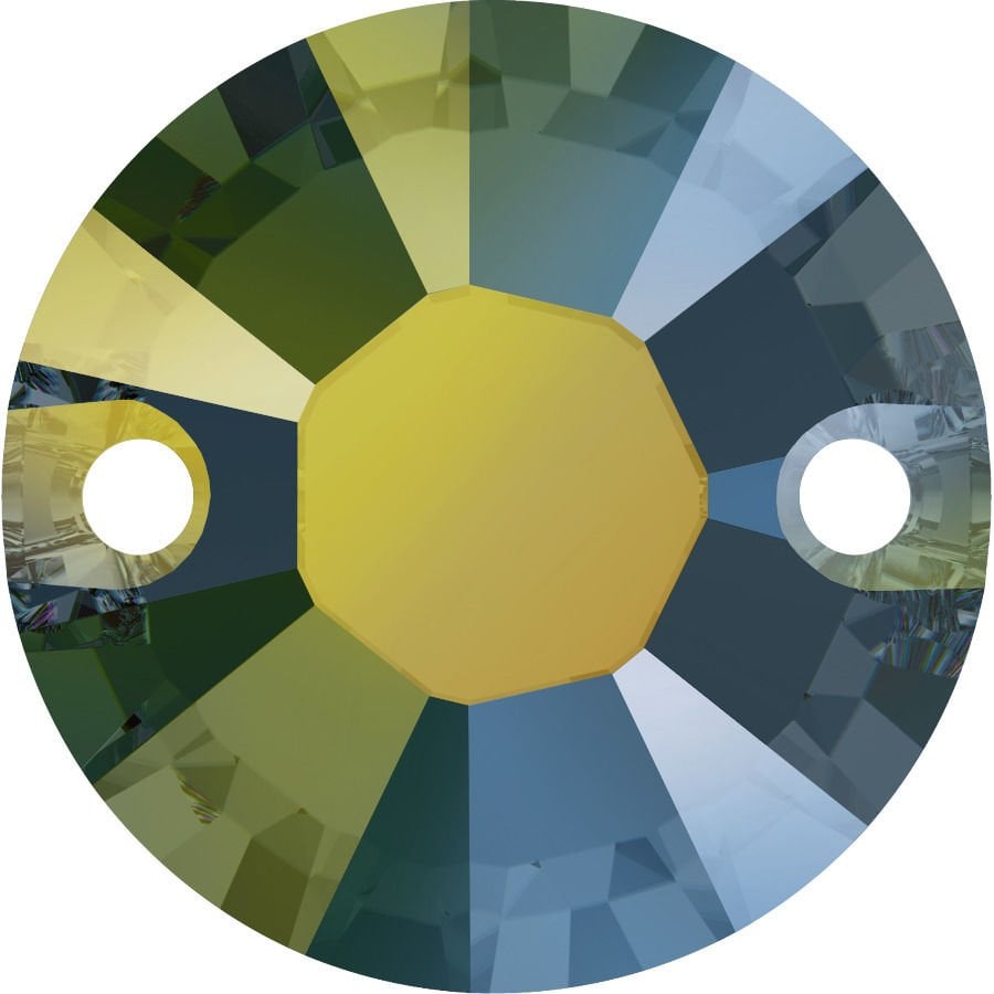 3204 8mm Crystal Iridescent Green (001 IRIG) - Metalik Yeşil Foyalı Yuvarlak Dikme Taş