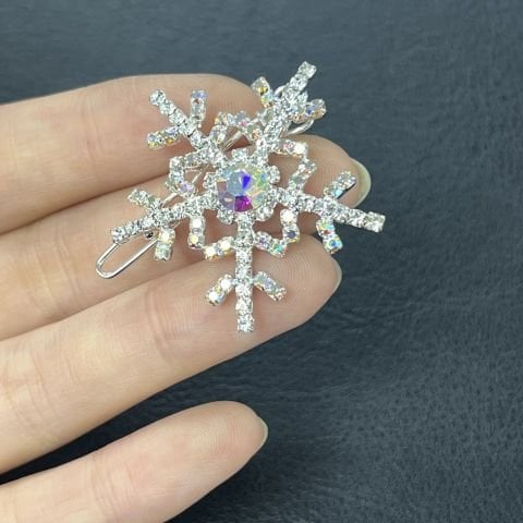 Snowy Kar Tanesi Saç Tokası - Parlak Kristal Taşlı Perçinli Saç Firketesi