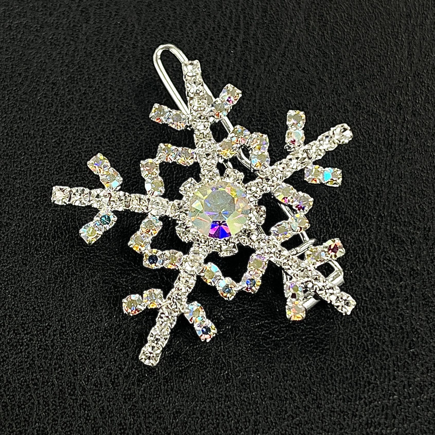 Snowy Kar Tanesi Saç Tokası - Parlak Kristal Taşlı Perçinli Saç Firketesi