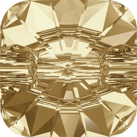 Swarovski 3009 Düğme 14mm Crystal Golden Shadow (001GSHA) Foyalı - Kare Parlak Altın Alttan Dikilebilir Düğme