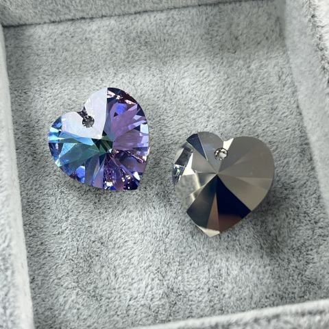 Swarovski 6228 Kalp 18mm Crystal Vitrail Light (001VL) - Parlak Leylak Renkli Kolye Ucu