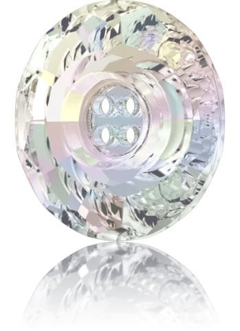 Swarovski 3008 Düğme 18mm Crystal Aurore Boreale (001AB) F - Yuvarlak Janjan Renkli Ortadan Dikilebilir Düğme