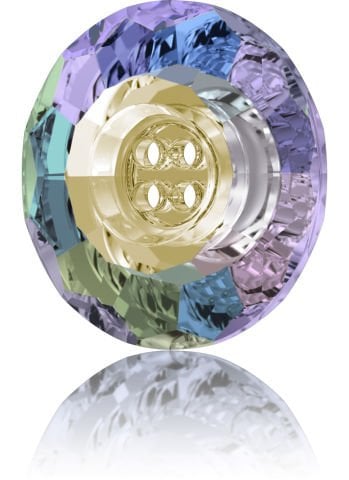 Swarovski 3008 Düğme 18mm Crystal Paradise Shine (001PARS) F - Yuvarlak Lila Renkli Ortadan Dikilebilir Düğme