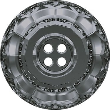 Swarovski 3008 Düğme 14mm Crystal Silver Night (001SINI) F - Yuvarlak Füme Renkli Ortadan Dikilebilir Düğme