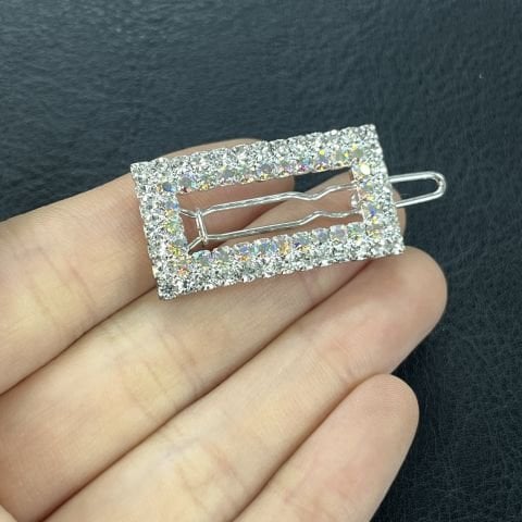 Wendy Dikdörtgen Saç Tokası - Parlak Kristal Taşlı Perçinli Saç Firketesi