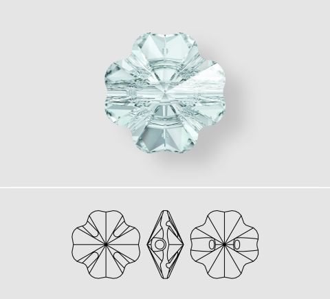 Swarovski 3011 Yonca Düğme 10mm Crystal Blue Shade (001BLSH) Foyasız - Şeffaf Mavi Renkli Düğme