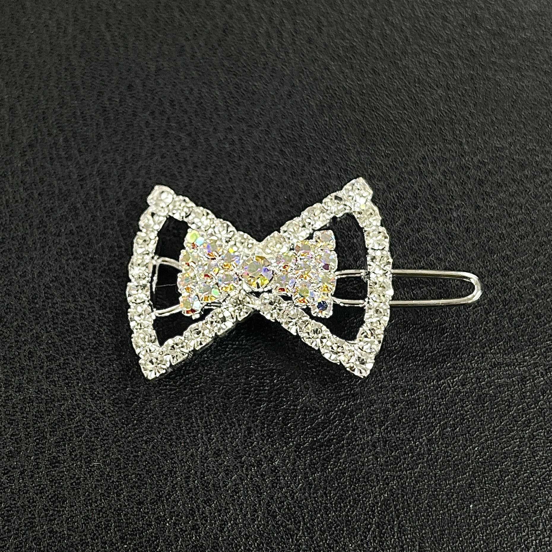 Bantik Papyon Saç Tokası - Parlak Kristal Taşlı Perçinli Saç Firketesi