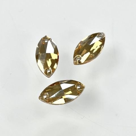 Mekik Şekilli 18x9mm Dikme Cam Taş Crystal Golden Shadow - Altın Renkli