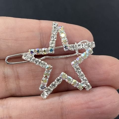 Starry Yıldız Saç Tokası - Parlak Kristal Taşlı Perçinli Saç Firketesi
