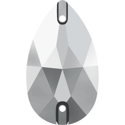 3230 12x7mm Crystal Comet Argent Light (001CAL) Foiled - Drop Shaped Metallic Silver Post Stone