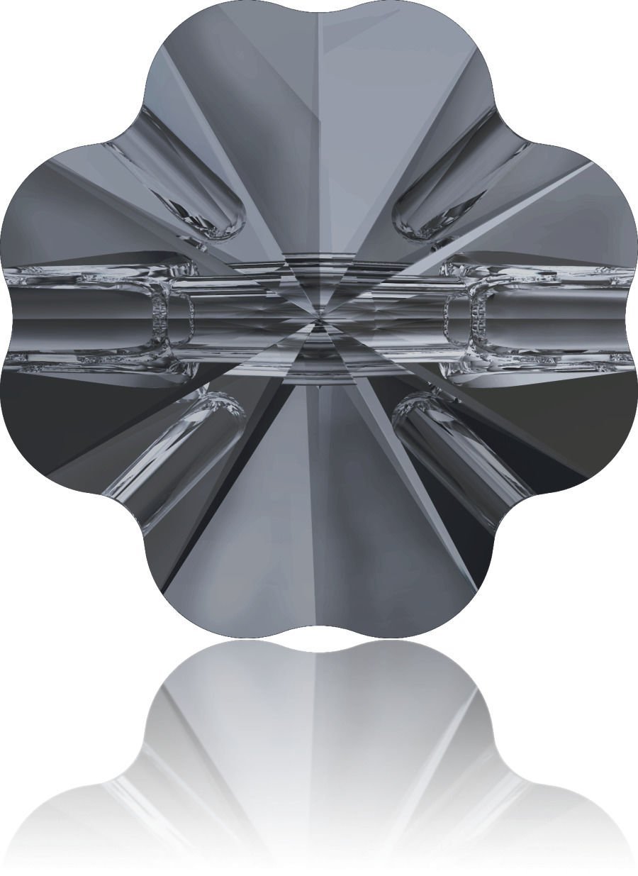 Swarovski 3011 Yonca Düğme 14mm Crystal Silver Night (001SINI) Foyasız - Füme Renkli Düğme