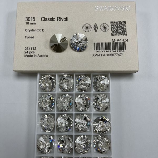 3015 18mm Crystal (001) Foyalı Kristal Düğme