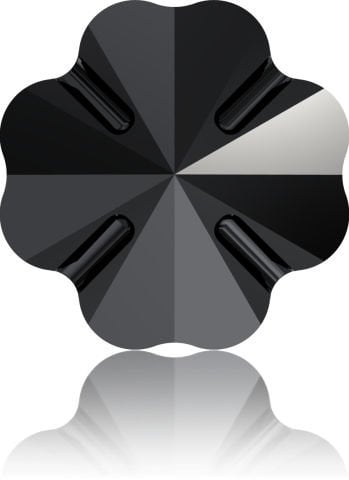 Swarovski 3011 Yonca Düğme 14mm Jet (280) Foyasız - Siyah Renkli Düğme