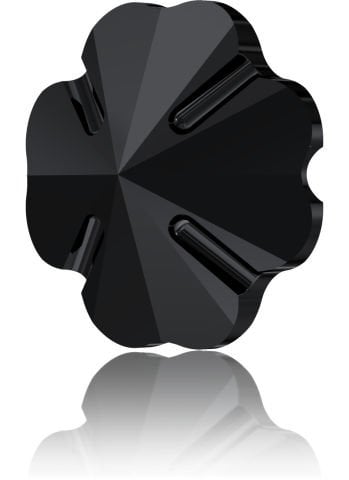 Swarovski 3011 Yonca Düğme 14mm Jet (280) Foyasız - Siyah Renkli Düğme