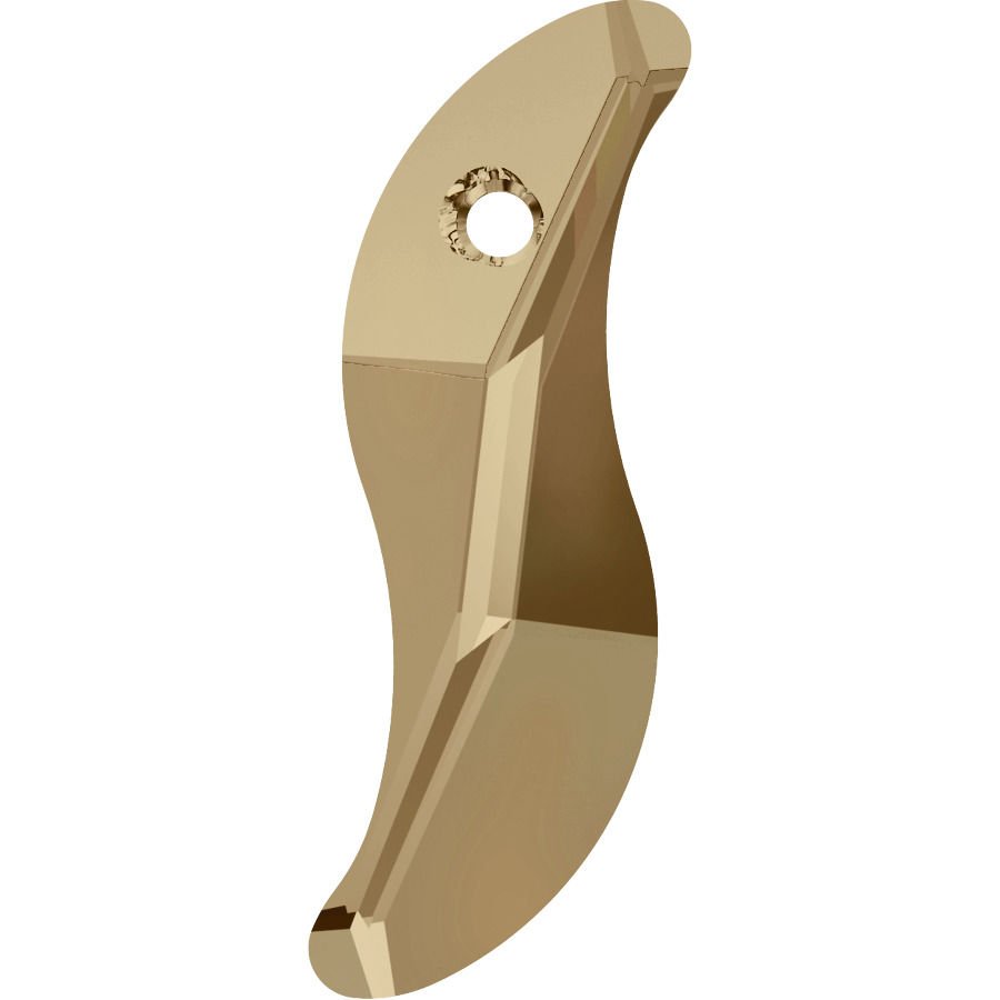6525 19mm Crystal Golden Shadow (001GSHA) - S Shaped Gold Color Transparent Pendant
