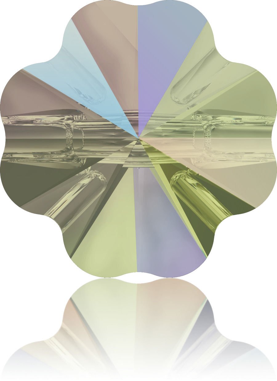 Swarovski 3011 Yonca Düğme 14mm Crystal Paradise Shine (001PARSH) Foyasız - Yeşil Efektli Düğme