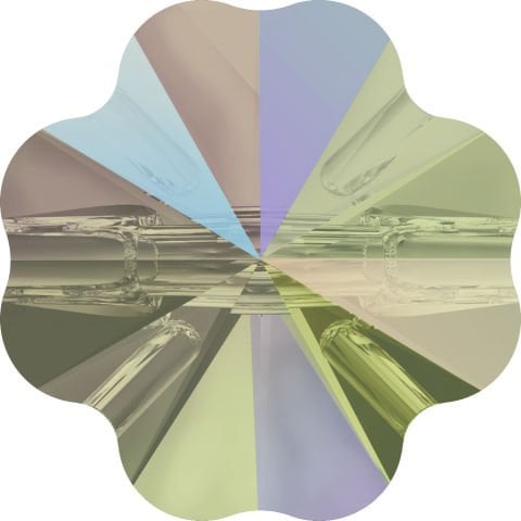 Swarovski 3011 Yonca Düğme 14mm Crystal Paradise Shine (001PARSH) Foyasız - Yeşil Efektli Düğme