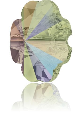 Swarovski 3011 Yonca Düğme 14mm Crystal Paradise Shine (001PARSH) Foyasız - Yeşil Efektli Düğme