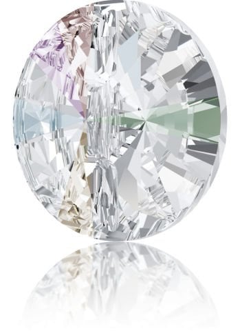 Swarovski 3015 Düğme 10mm Crystal AB (001AB) F - Yuvarlak Janjan Kristal Düğme