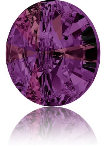 Swarovski 3015 Düğme 10mm Crystal Volcano (001VOL) F - Mor Efektli Yuvarlak Kristal Düğme
