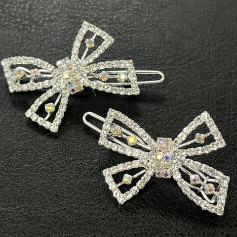 Fiona Kadife Bant Saç Tokası - Parlak Kristal Taşlı Perçinli Saç Firketesi