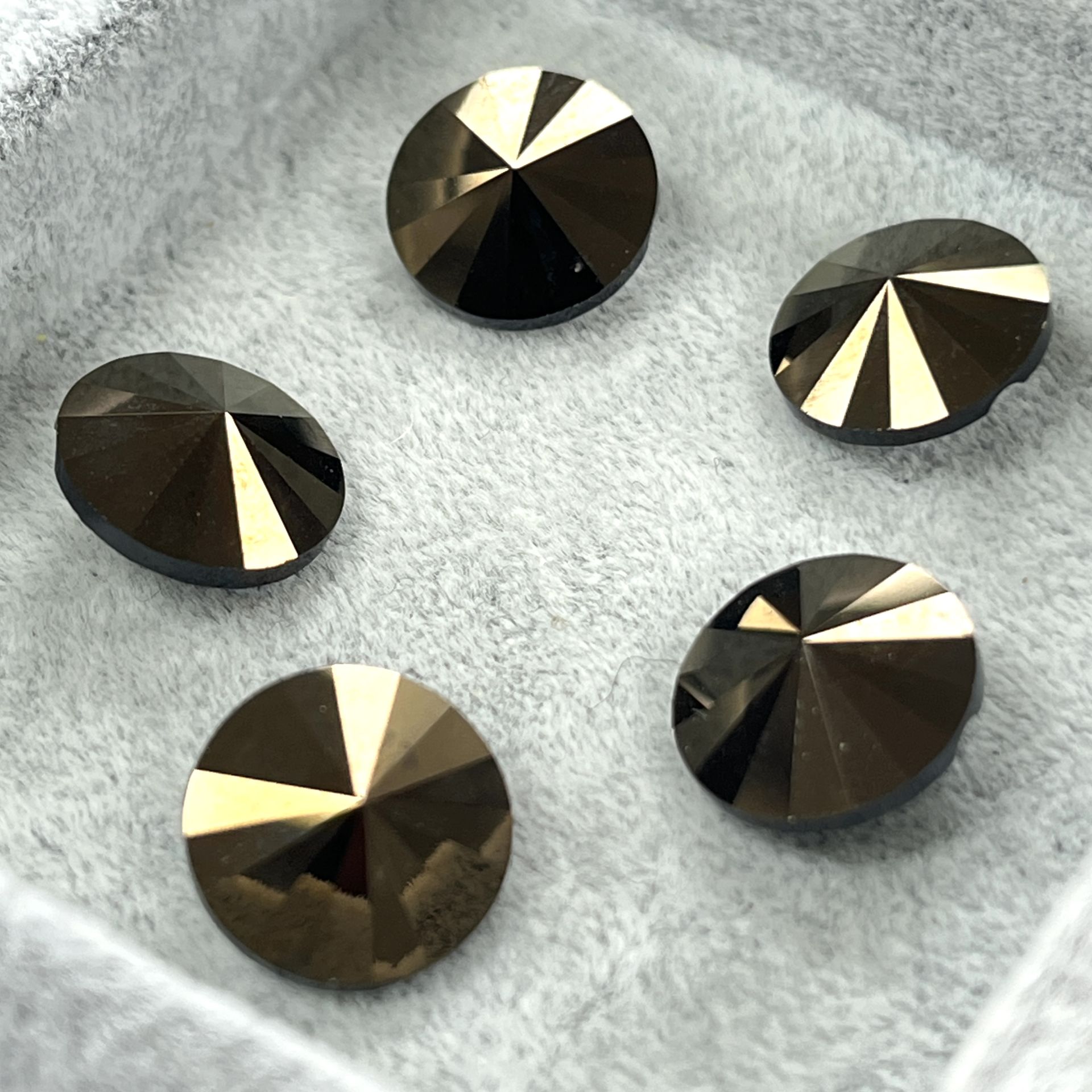 Swarovski 3015 Düğme 10mm Jet Nut (280NUT) - Mokka Renk Rivoli Kesim Kristal Düğme