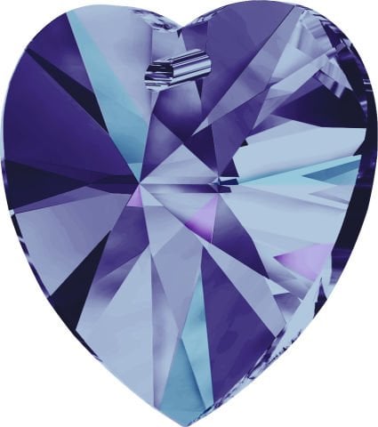 Swarovski 6228 Kalp 18mm Crystal Heliotrope (001HEL) - Derin Lacivert Mor Renkli Efektli Kolye Ucu