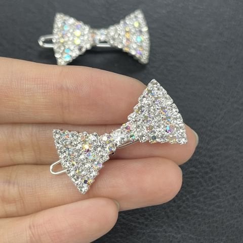 Kelly Papyon Saç Tokası - Parlak Kristal Taşlı Perçinli Saç Firketesi