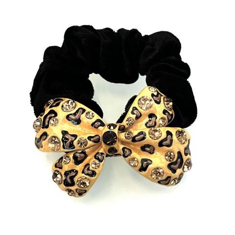 Mindy Saç Tokası - Siyah Kadife Bant ve Parlak Kristal Taşlı Toka