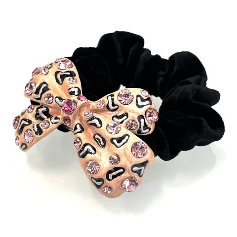 Mindy Saç Tokası - Siyah Kadife Bant ve Parlak Kristal Taşlı Toka