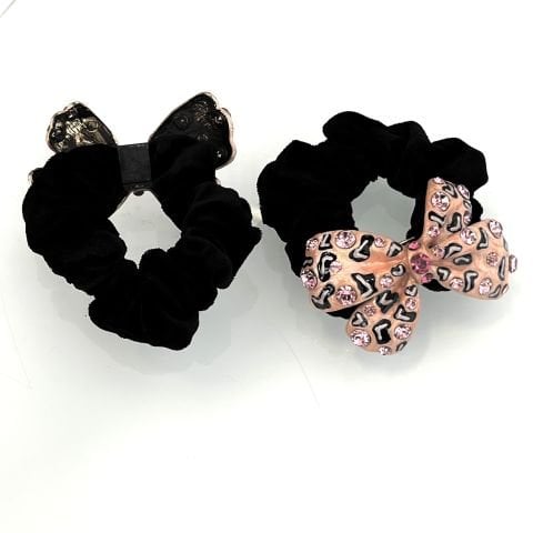 Mindy Saç Tokası - Siyah Kadife Bant ve Parlak Kristal Taşlı Toka